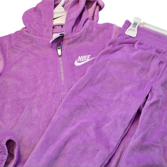 Nike 2pc Lilac Lavender Purple Velour Pants‎ and Hoodie Size 6 New! - Picture 4 of 11